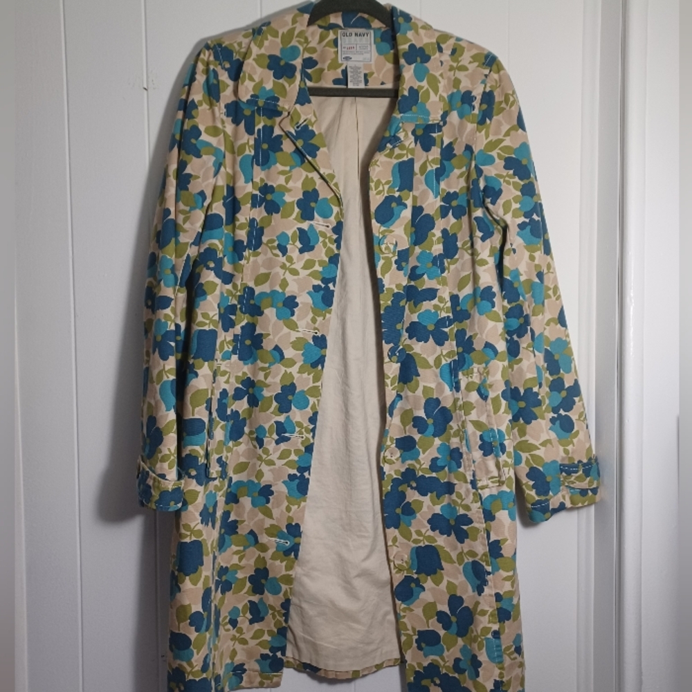 Old Navy Floral Cotton Trench - Picture 9 of 16
